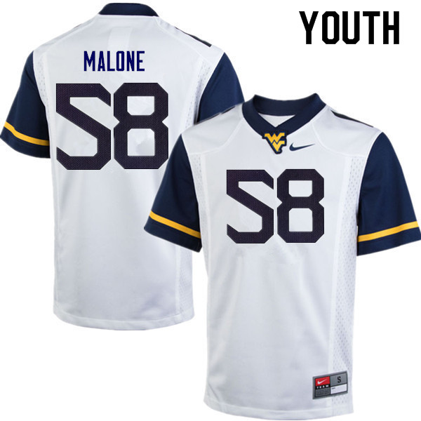 Youth #58 Nick Malone West Virginia Mountaineers College Football Jerseys Sale-White